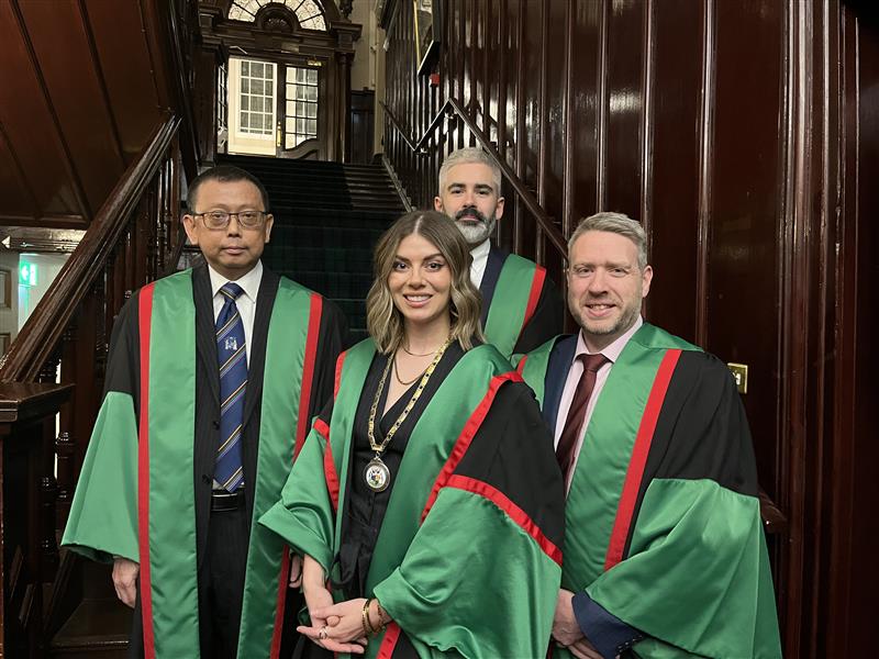 From left to right - Mr Albert Yeung, Ms Vicki Greig, Mr Craig Mathers. Top centre - Dr Jamie Dickie